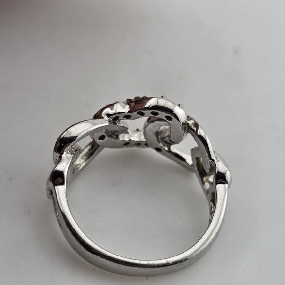 R.S. Covenant Silver Tone Clear Cubic Zirconia Heart Ring Size 5 - Picture 10 of 10